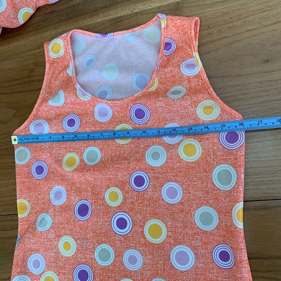 Vintage 70s Shirt Set Small Polka Dot Tank Button Down Long Sleeve Pastel - Picture 14 of 16